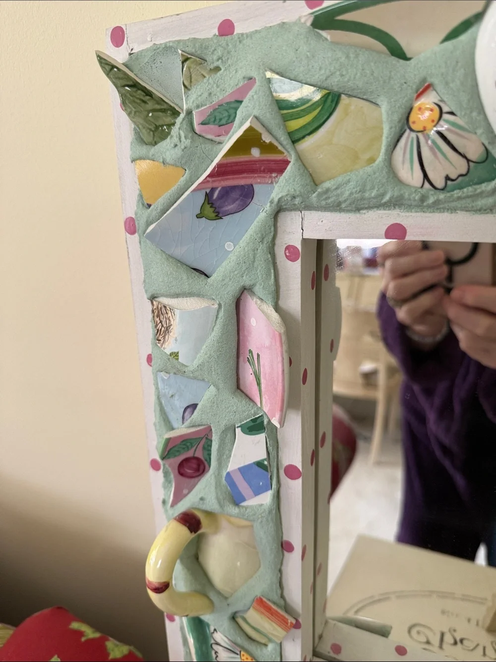 Pastel Green & Pink Mosaic Decorative Wall Mirror